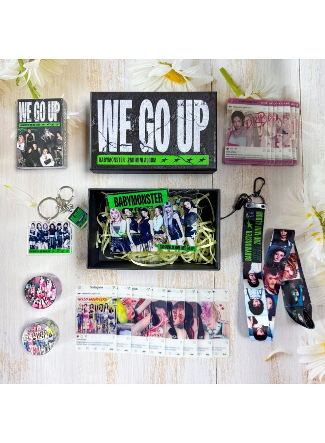 RTYY BABYMONSTER Album WE GO UP Gift Box With Lomo Cards, Acrylic Stand, Hand Account Tape, Keychain, Lanyard, Stickers, Photo Card - Image 2